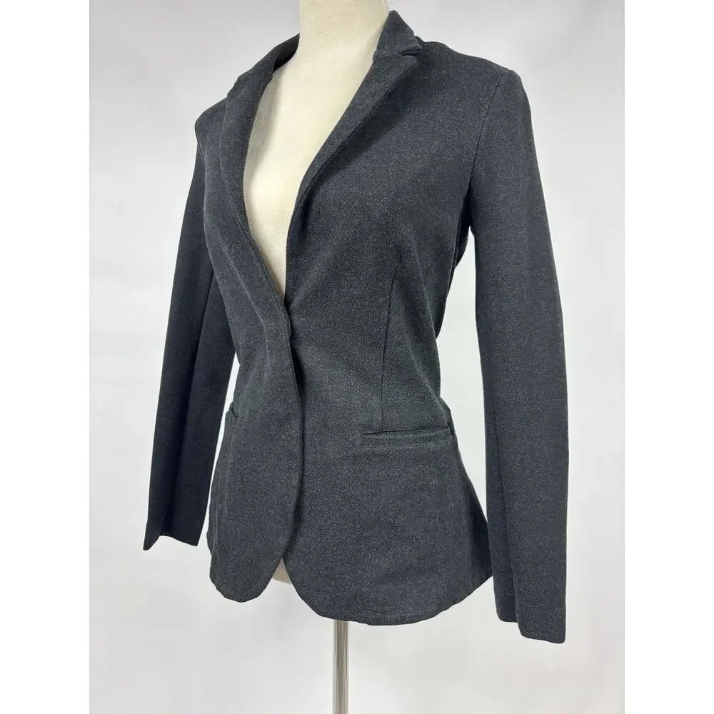 Athleta Venice Blazer Dark Heather Grey 8 Stretch Single Breasted